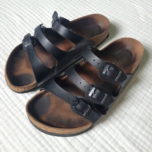Birkenstock Womens 37 Black Florida Sandal 3 Straps Boho